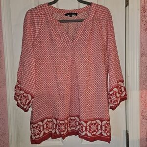 Chic Pink and White Women's Blouse